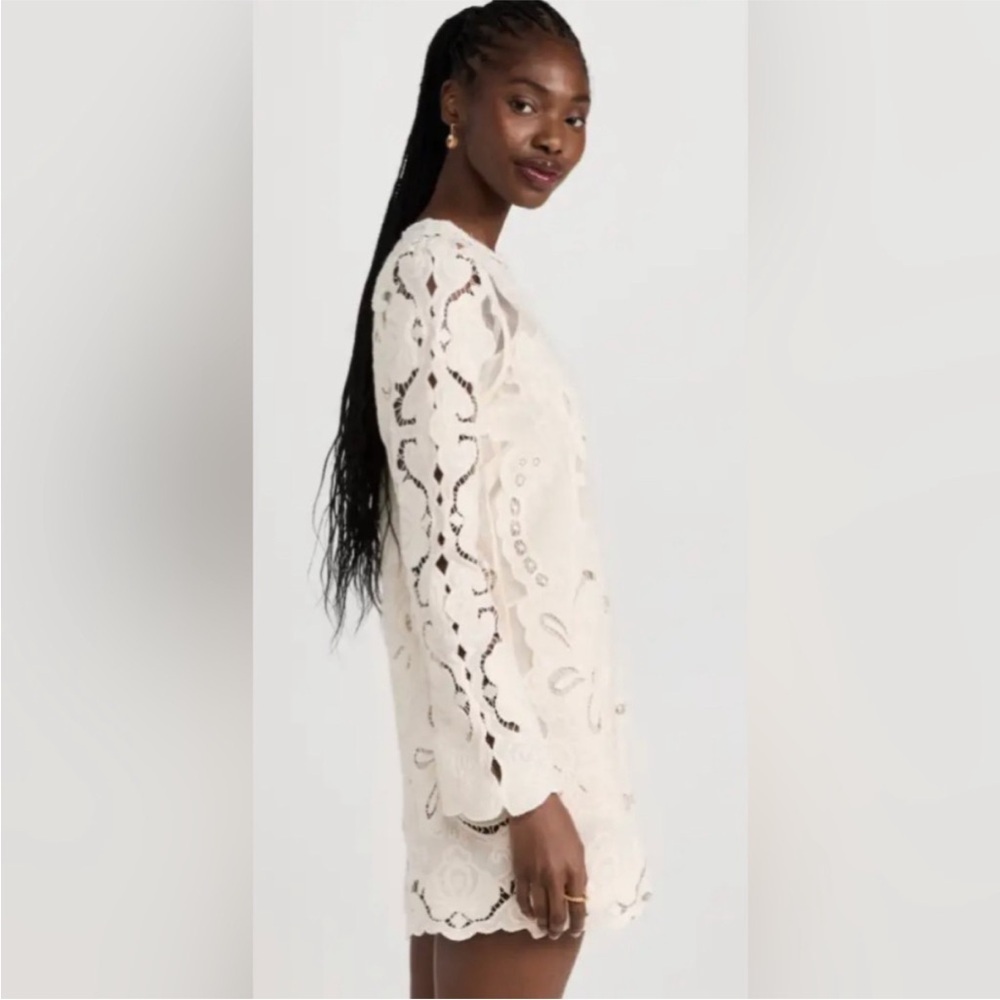 Sea NY Lysa Embroidery long Sleeve Dress Cream - Picture 5 of 17
